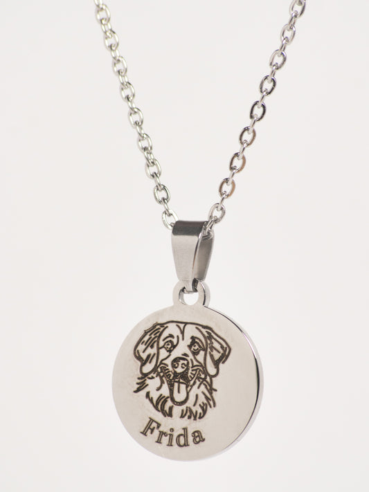 Hunde Kette Silber auf weißem Hintergrund 