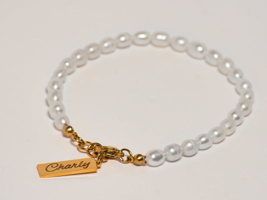 Hunde Perlenarmband Gold weißer Hintergrund 