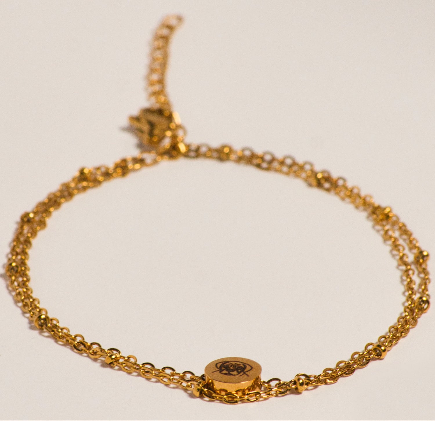 Fuß kette Gold Hundegravur 