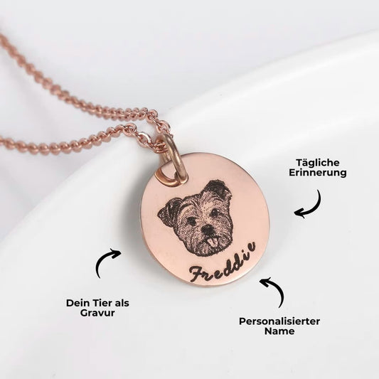 INDIVIDUELLE Haustierkette mit Tier Gravur Rose Gold