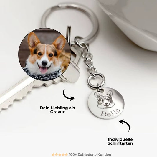INDIVIDUELLER Schlüsselanhänger mit Tier Gravur Silber 