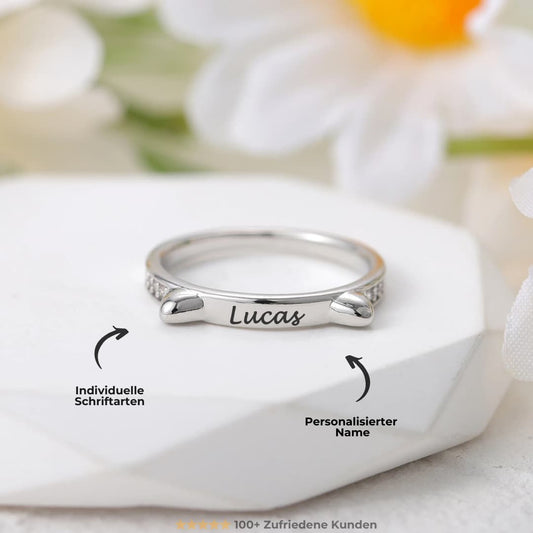 INDIVIDUELLER KATZEN-RING im Katzen Ohren Design Silber