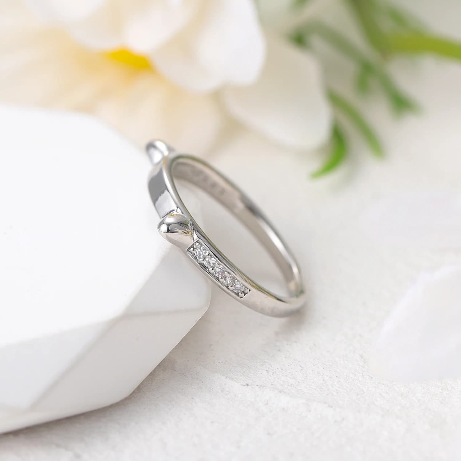 INDIVIDUELLER HUNDE-RING Katzen Ohren Design Silber